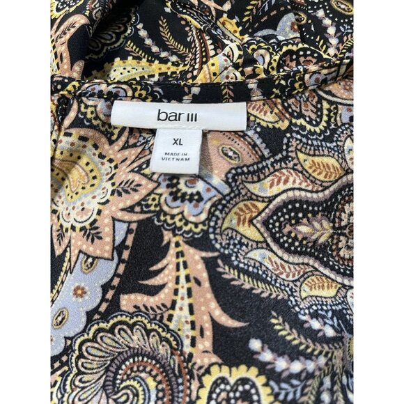 Bar lll Paisley Print Short Sleeve Maxi Dress Size XL Boho Peasant Whimsy Goth - Picture 11 of 11